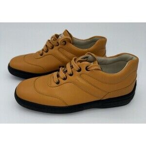 TOD'S LOW TOP SNEAKERS EU 37 1/2, US 7.5 Orange Leather Lace Up